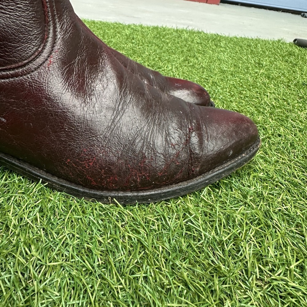 Vintage Lucchese Goatskin Roper Cowboy Boots Mens Size‎ 9 D Cherry Rodeo Western - Picture 4 of 16
